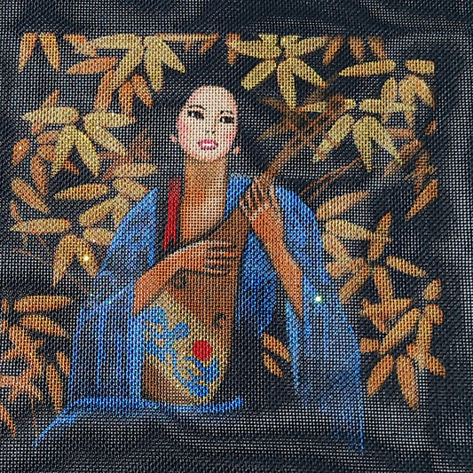 BEAUTIFUL NEEDLEPOINT CANVAS:  ASIAN ORIENTAL THEME GEISHA     BM0