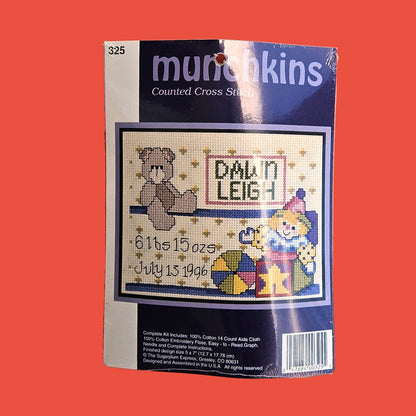 MUNCHKINS COUNTED CROSS STITCH KIT:  BABY BIRTH RECORD     SL0