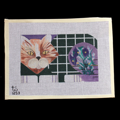 TS DESIGNS HP NEEDLEPOINT CANVAS: LOUNGING CAT   BM1