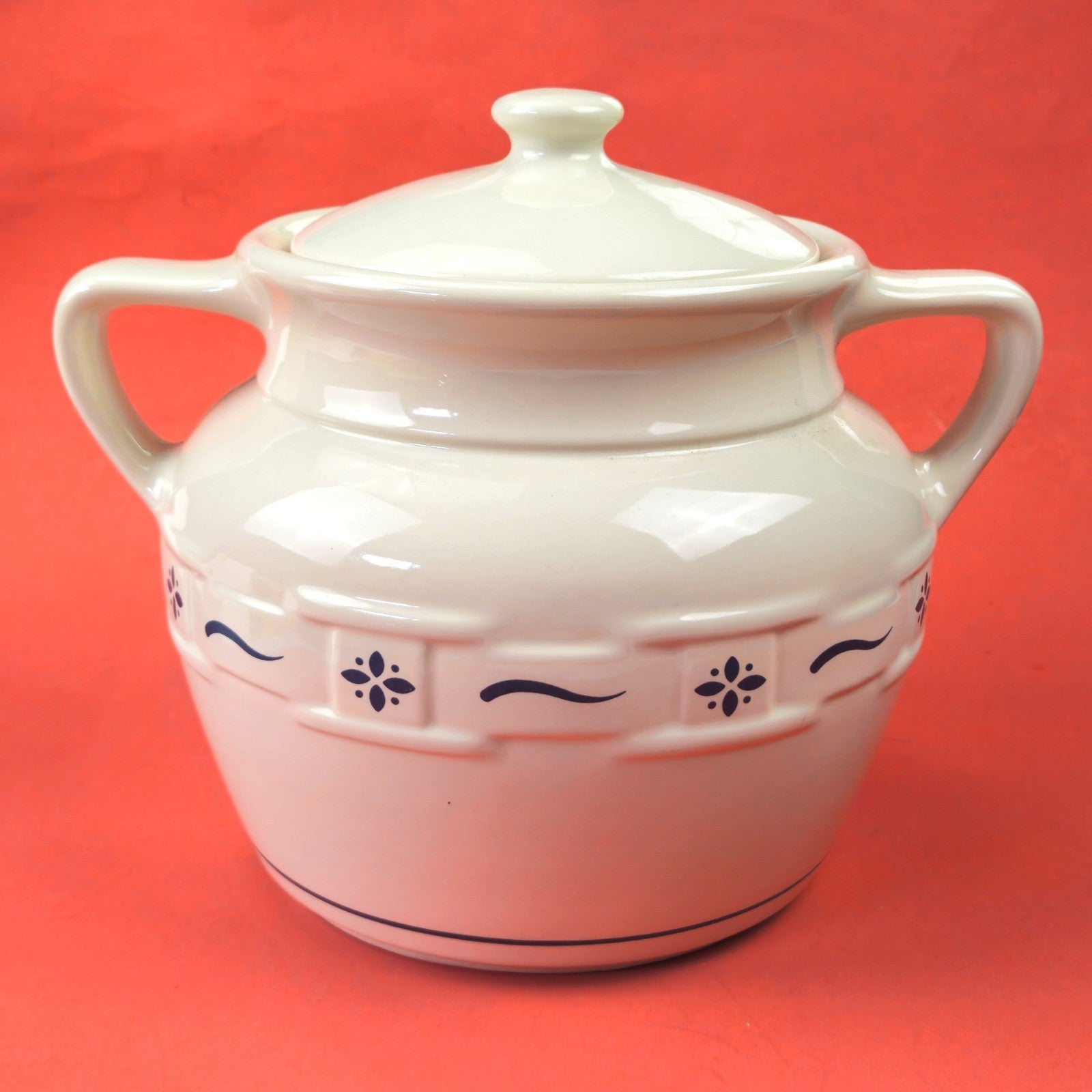 RETIRED LONGABERGER POTTERY:  WOVEN TRADITIONS COOKIE JAR BLUE    JG0