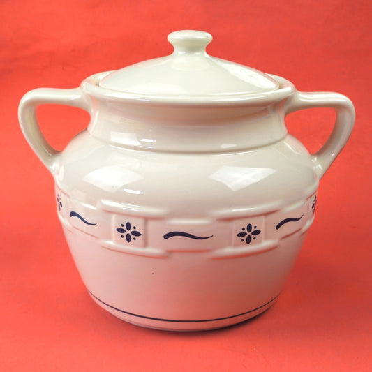 RETIRED LONGABERGER POTTERY:  WOVEN TRADITIONS COOKIE JAR BLUE    JG0