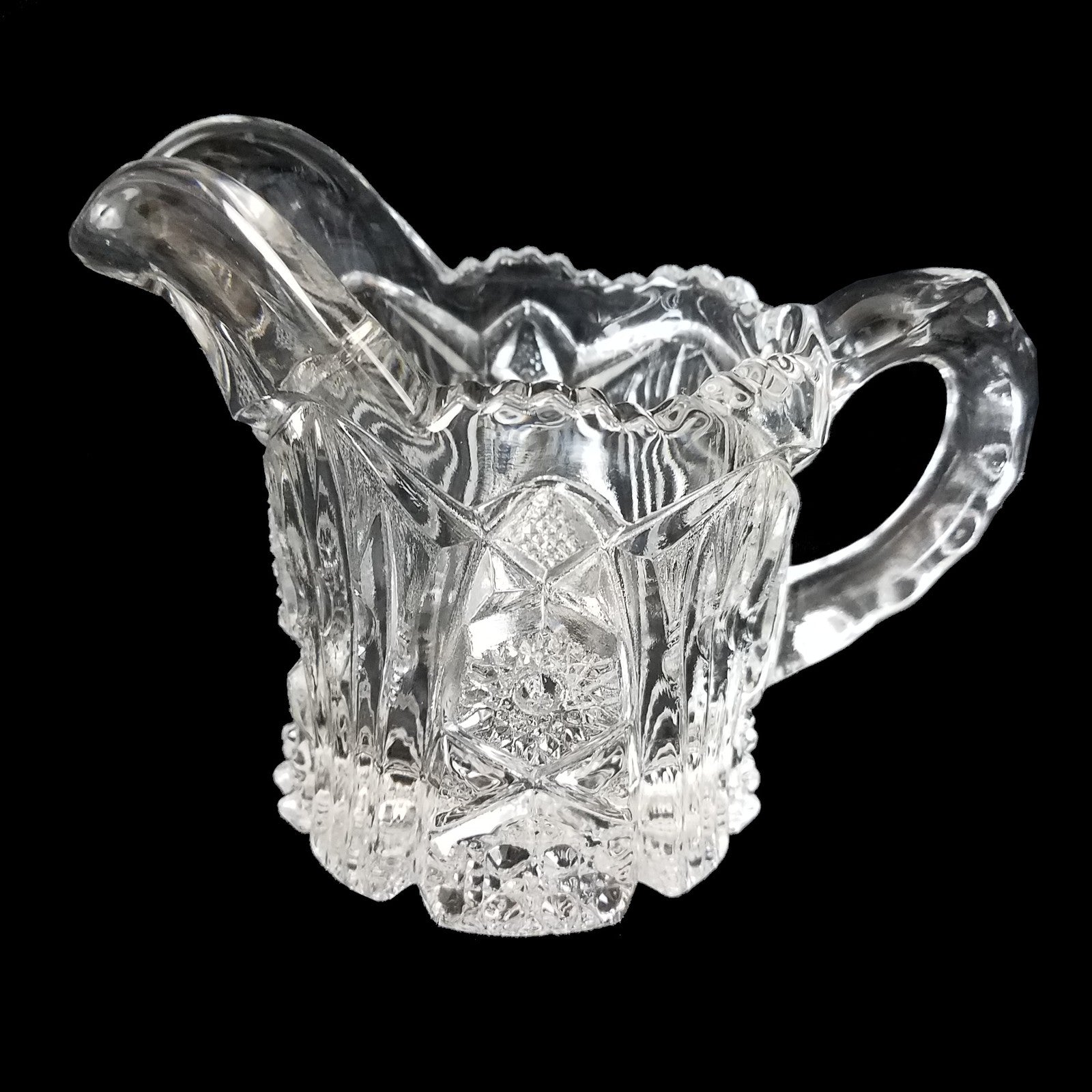 MCKEE QUINTEC CLEAR PRESSED DEPRESSION GLASS CREAMER    FM1