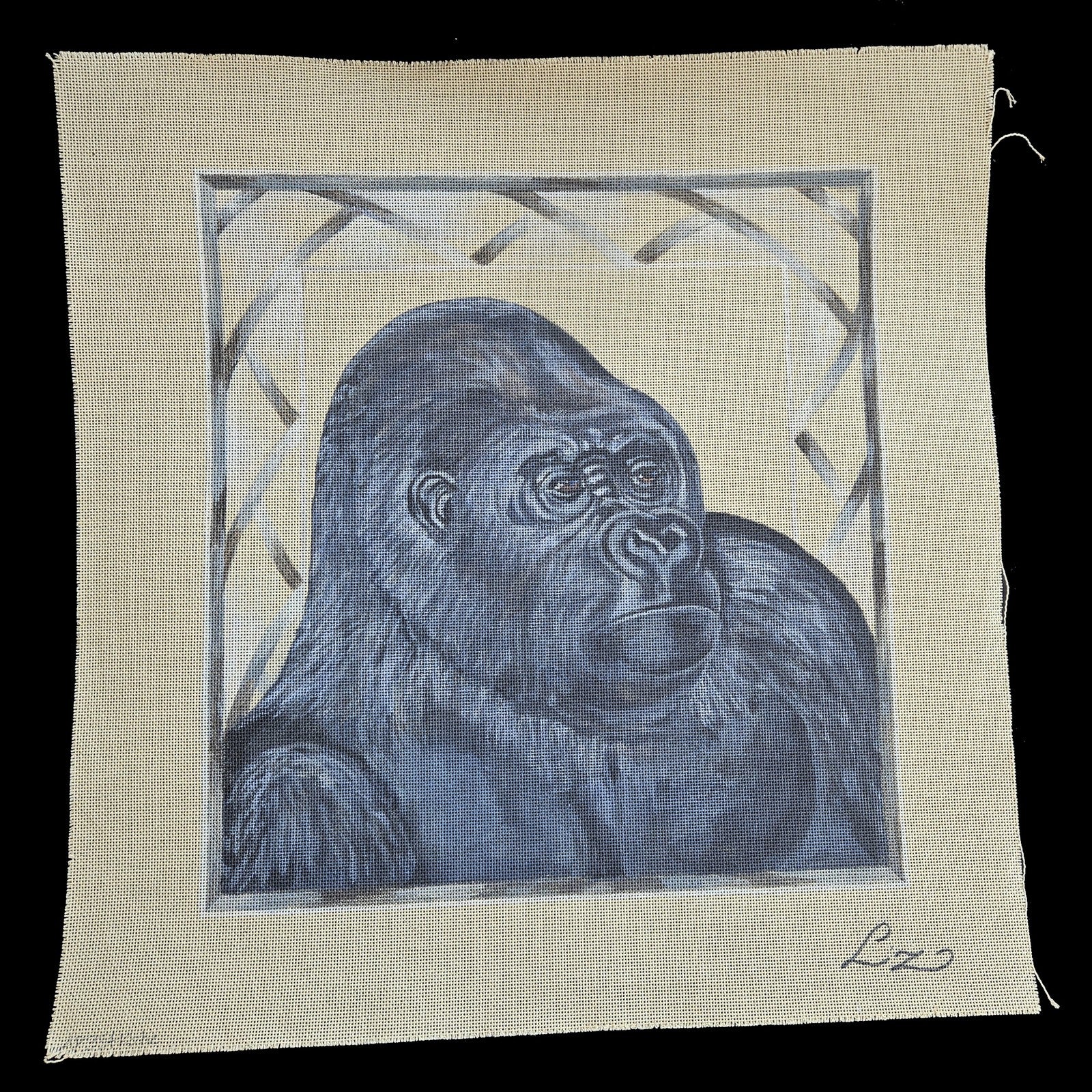 LIZ GOODRICK DILLON HAND PAINTED NEEDLEPOINT CANVAS: GORILLA APE MONKEY  GG1