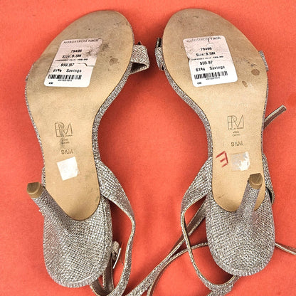 PREOWNED PELLE MODA GOLD GLITTERY WOMENS HEELS SHOES SIZE 9.5   LF2