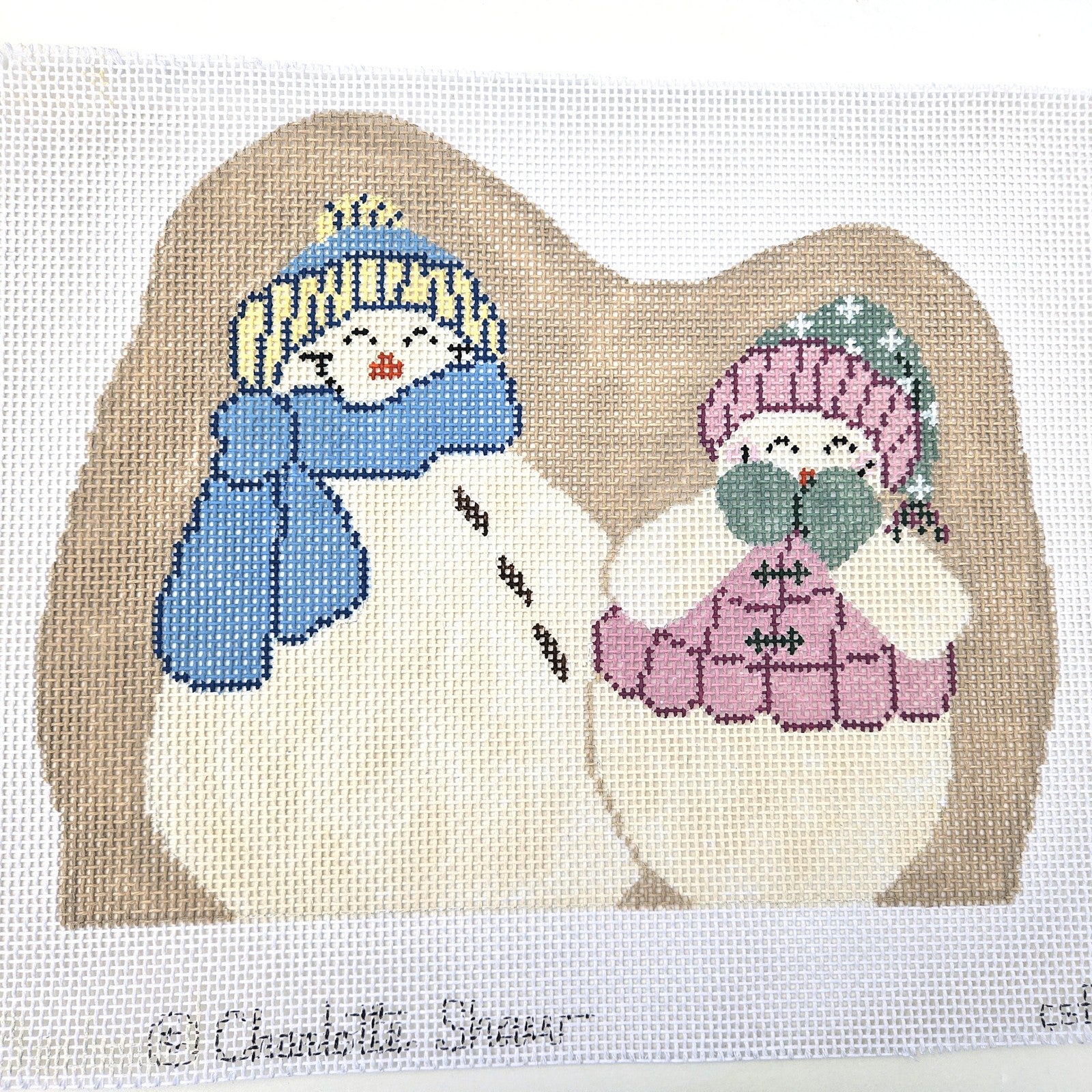 NEEDLEPOINT OR LATCH HOOK RUG CANVAS:   SNOWMAN COUPLE   GG0