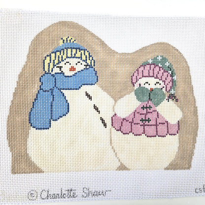NEEDLEPOINT OR LATCH HOOK RUG CANVAS:   SNOWMAN COUPLE   GG0