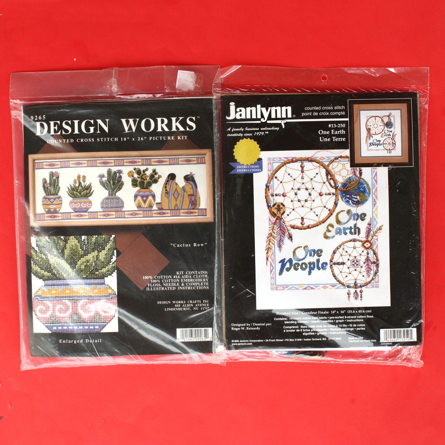 3 CROSS STITCH KIT LOT:  SOUTHWESTERN THEME DREAM CATCHER, CACTUS, BUFFALO  BM2