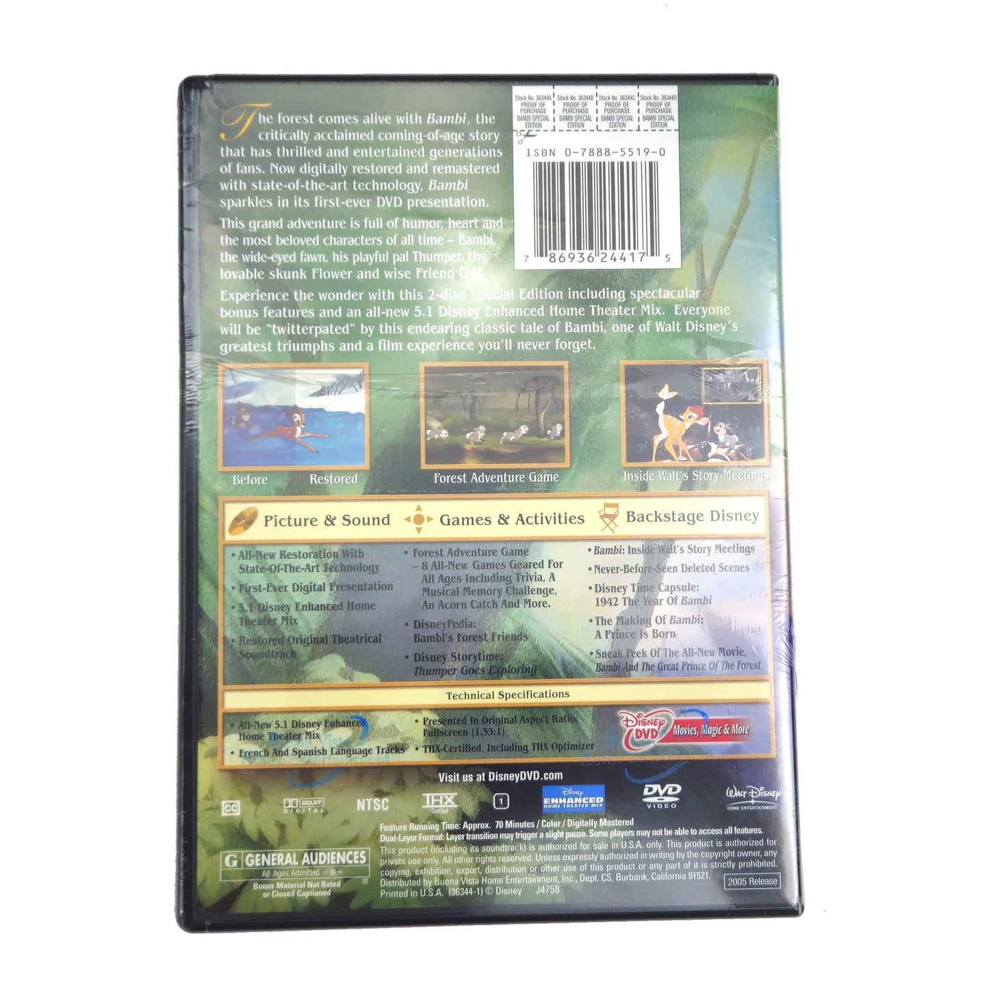 BAMBI (DVD, 2005, 2-DISC SET, SPECIAL EDITION/PLATINUM EDITION)   NEW SEALED  LF1