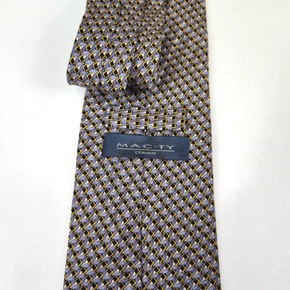 PREOWNED MAC-TY EUROPEAN MEN'S SILK TIE NECKTIE:  NEUTRAL GRAY BLACK ABSTRACT1