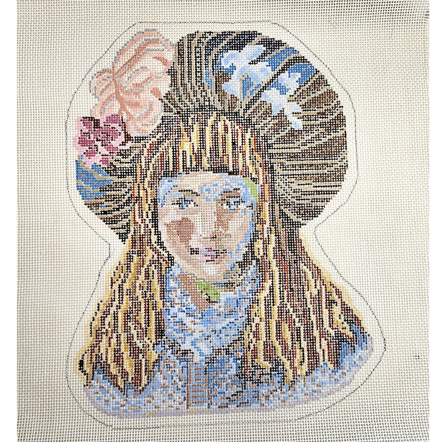 HP NEEDLEPOINT CANVAS:  CHILD WITH FLORAL BONNET      BM0