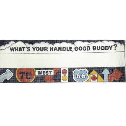 GEMINI NEEDLEPOINT CANVAS:  TRUCKER WHAT'S YOUR HANDLE, GOOD BUDDY?     BM0
