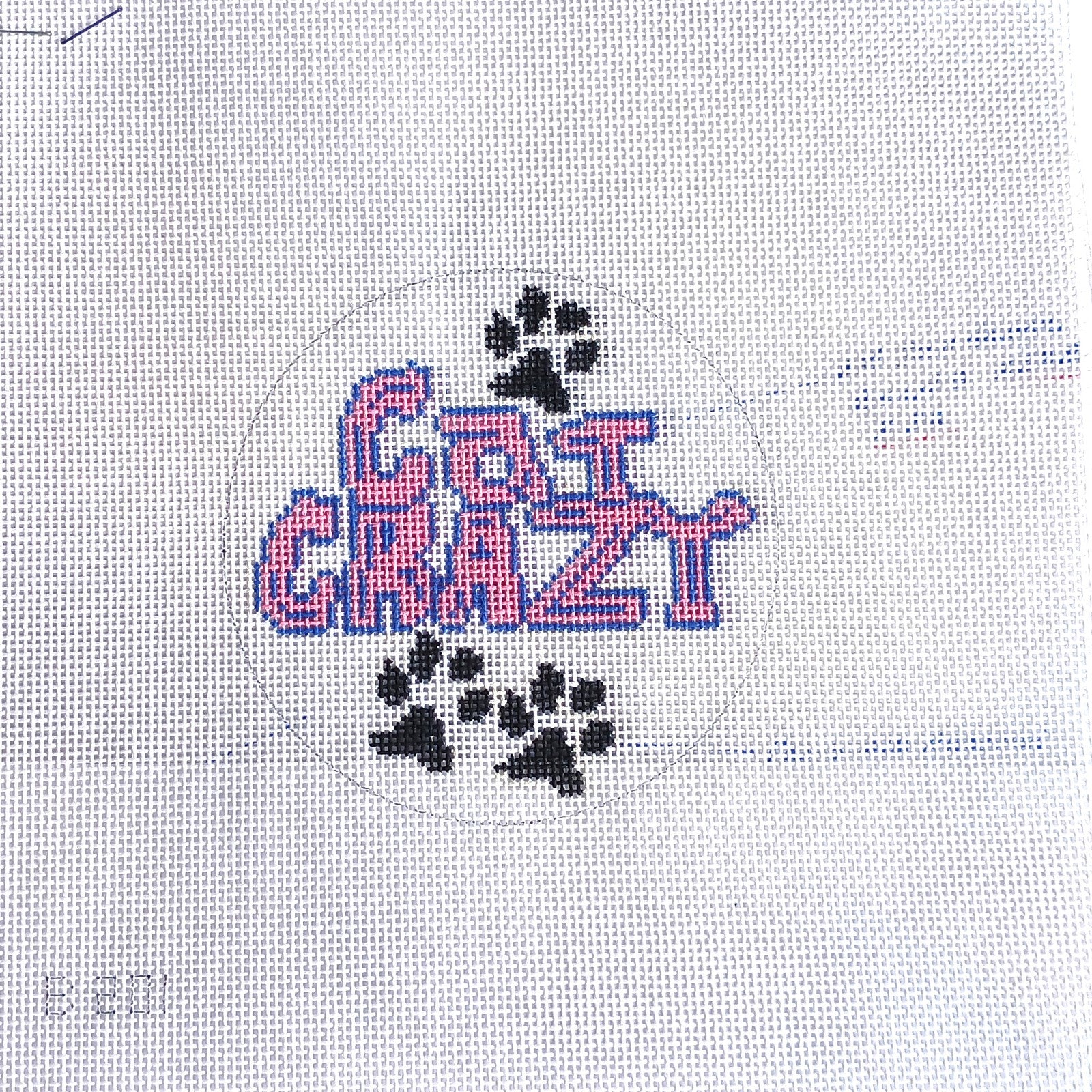 NEEDLEPOINT CANVAS: ORNAMENT COASTER CAT CRAZY   BM0
