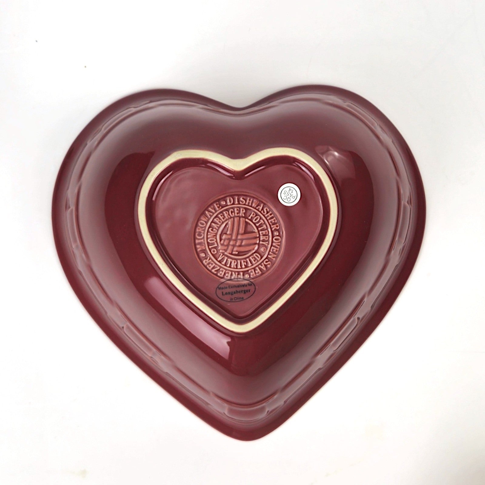 RETIRED LONGABERGER POTTERY:  WOVEN TRADITIONS HEART DISH PAPRIKA NIB5