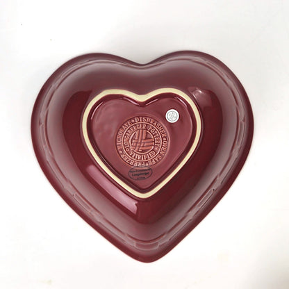 RETIRED LONGABERGER POTTERY:  WOVEN TRADITIONS HEART DISH PAPRIKA NIB5
