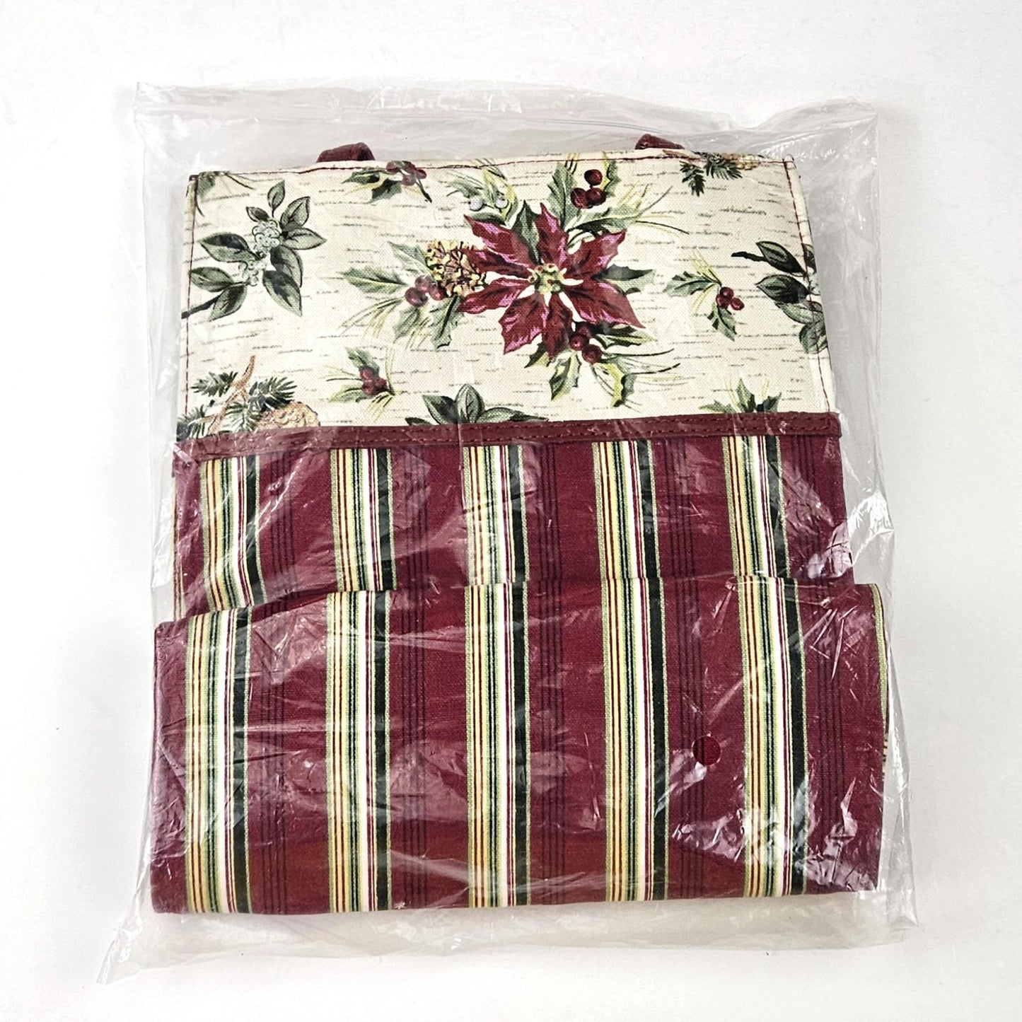 LONGABERGER HOLIDAY FABRIC GIFT BAG:  HOLIDAY STRIPE / HOLIDAY BOTANICAL NEW1
