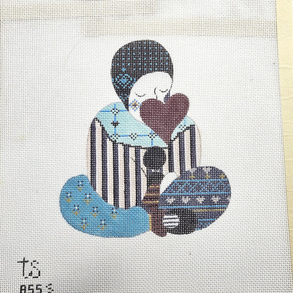 3 TS DESIGNS HP NEEDLEPOINT CANVAS LOT:  HARLEQUIN PIERROT CLOWN    BM2