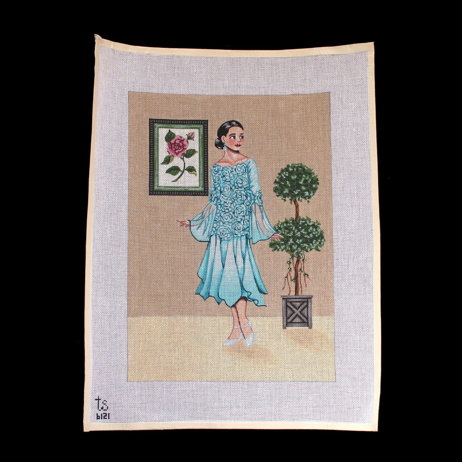 TS DESIGNS HP NEEDLEPOINT CANVAS:  WOMAN DRESSED FOR EVENING   BM1