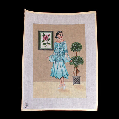 TS DESIGNS HP NEEDLEPOINT CANVAS:  WOMAN DRESSED FOR EVENING   BM1