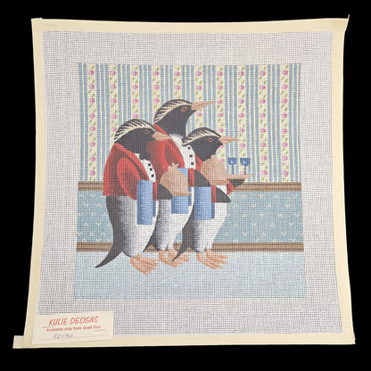 KULIE DESIGNS NEEDLEPOINT CANVAS:  DAPPER BUTLER PENGUIN CREW    BM1