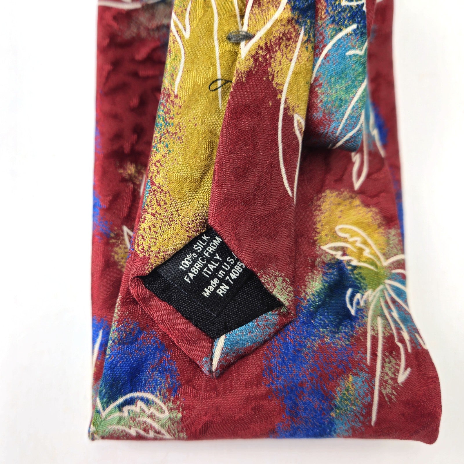 PREOWNED MBP MEN'S SILK TIE NECKTIE:  MULTICOLOR PALM TREE2