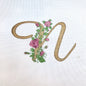 NEEDLEPOINT CANVAS:  FLORAL INITIAL LETTER "N"      BM0