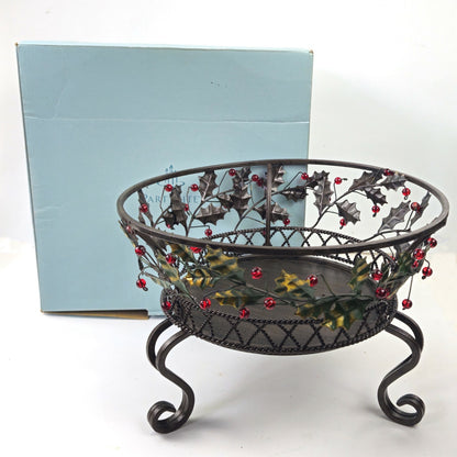PARTYLITE 3 WICK CANDLE HOLDER:  P9904B HOLLY LITES0