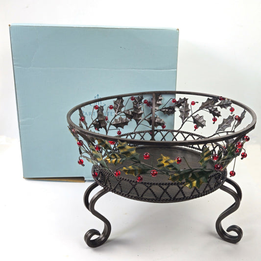 PARTYLITE 3 WICK CANDLE HOLDER:  P9904B HOLLY LITES0