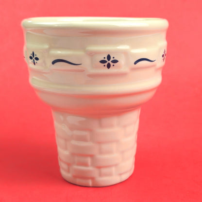 RETIRED LONGABERGER POTTERY: WOVEN TRADITIONS BLUE ICE CREAM CONE PRE-OWNED2