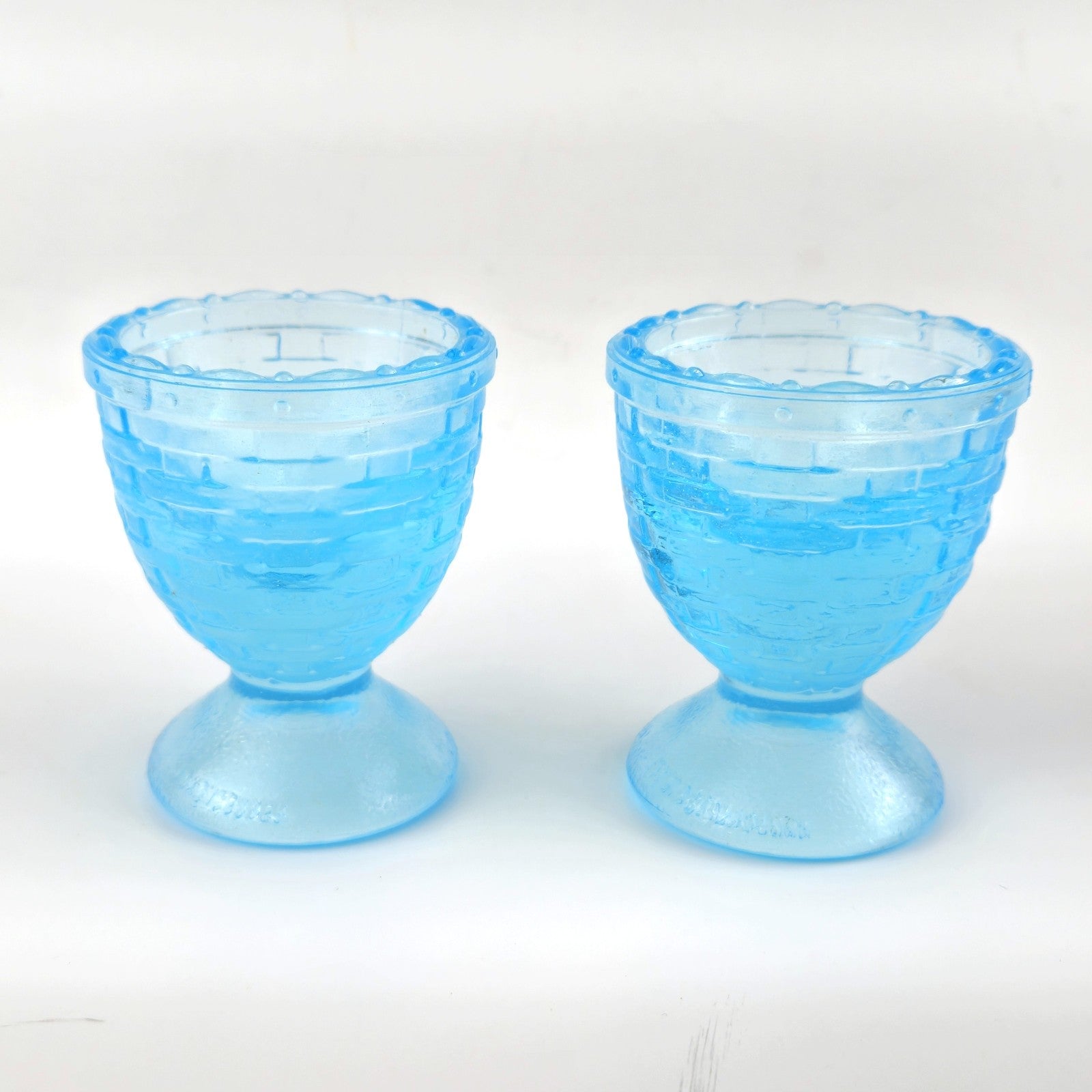 2 LONGABERGER GLASS EGG CUPS: LIGHT BLUE   NEW IN BOX1
