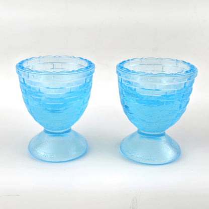 2 LONGABERGER GLASS EGG CUPS: LIGHT BLUE   NEW IN BOX1
