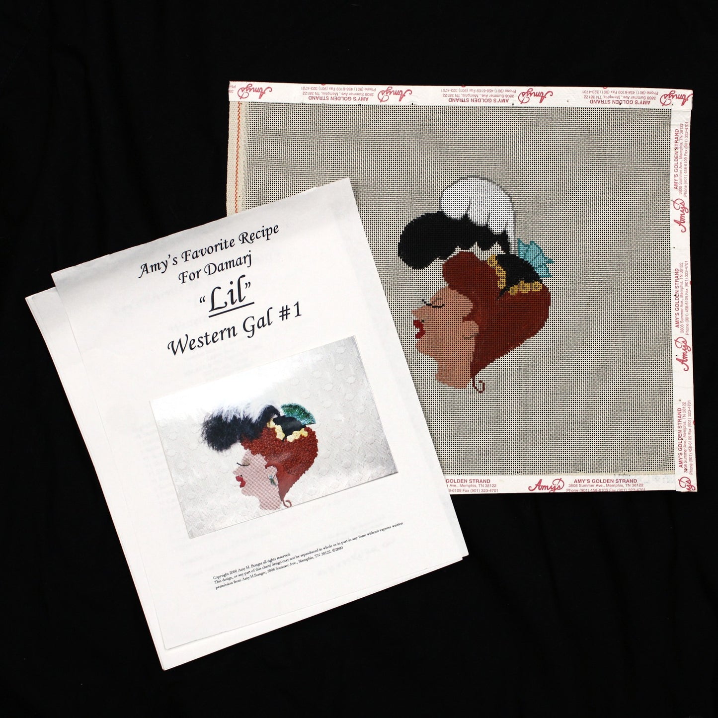 DAMARJ "LIL" NEEDLEPOINT CANVAS W/ STITCH GUIDE:  WESTERN GAL #1   BM0