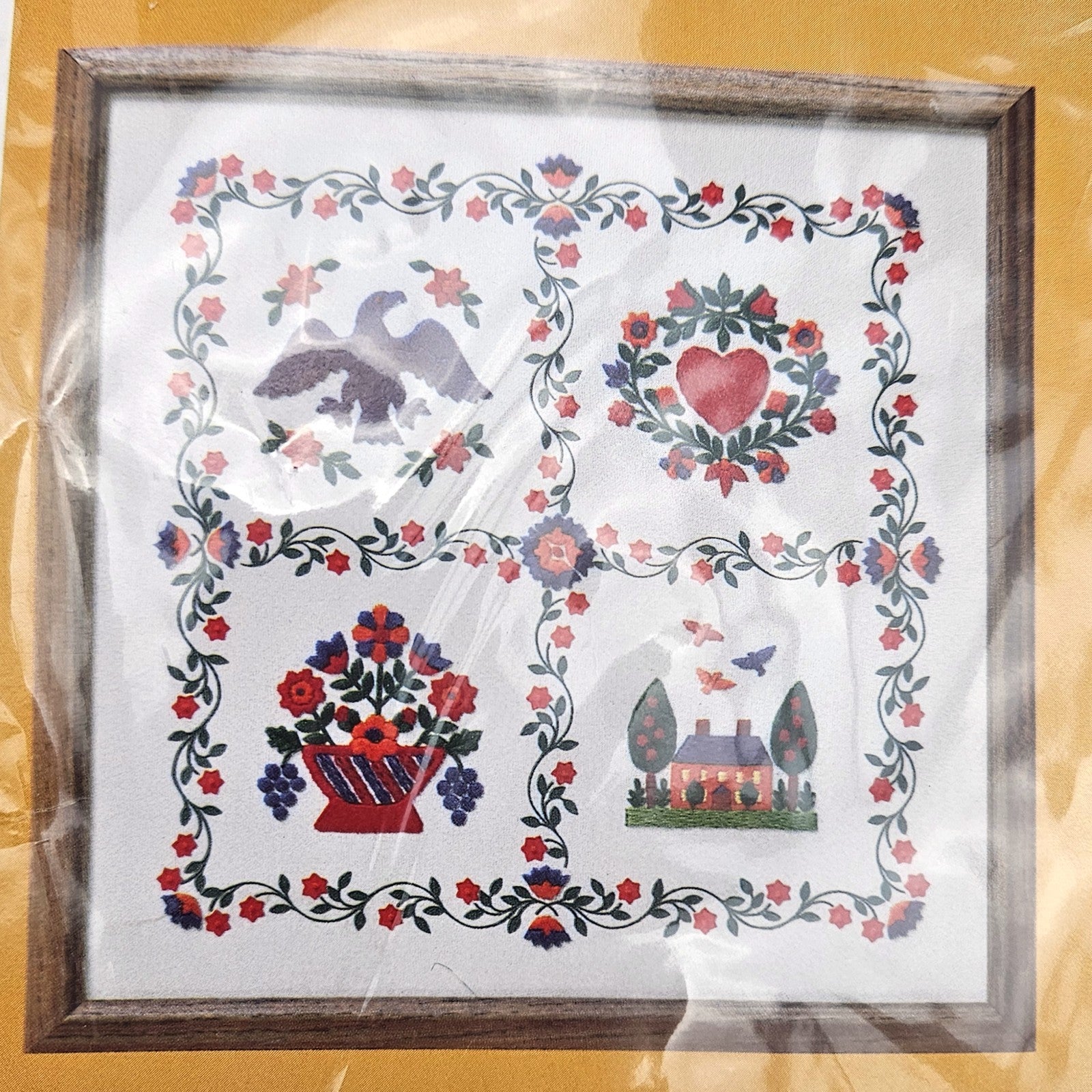 THE CREATIVE CIRCLE STAMPED EMBROIDERY KIT:  0618 TRADITIONAL AMERICANA     LF0