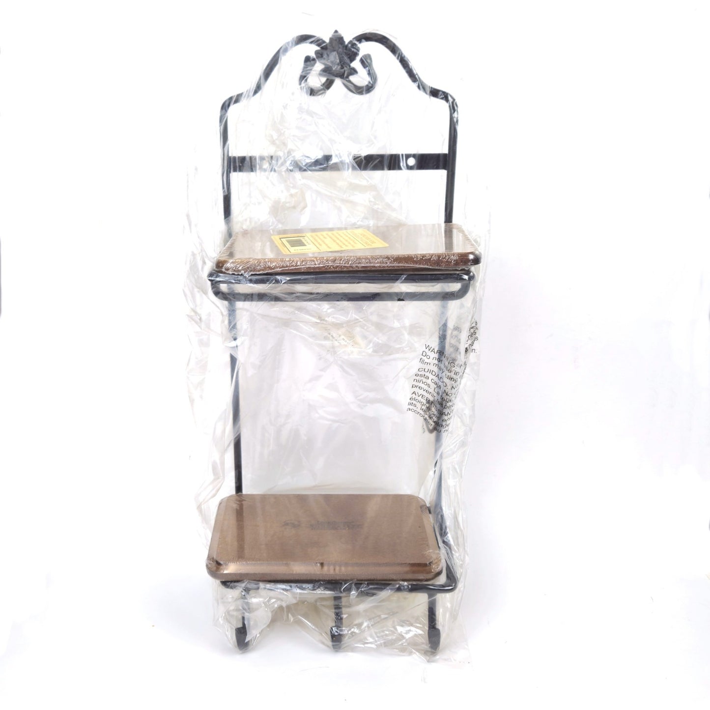 LONGABERGER WROUGHT IRON STACK RACK W/ WOOD SHELVES & 3 HOOKS    NIB0