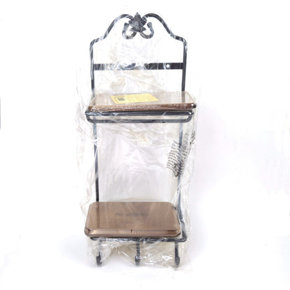 LONGABERGER WROUGHT IRON STACK RACK W/ WOOD SHELVES & 3 HOOKS    NIB0