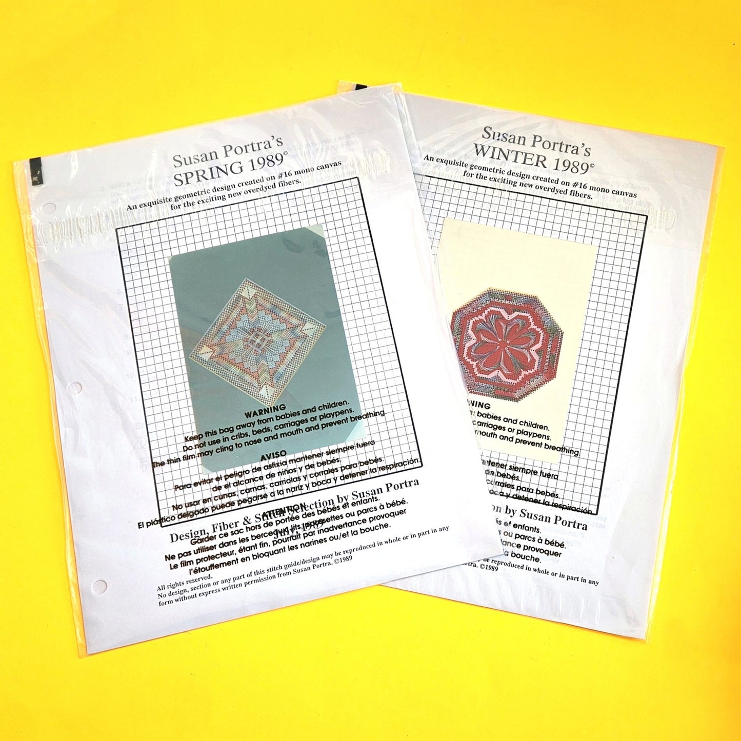 2 VINTAGE OOAK SUSAN PORTRA'S WINTER & SPRING 1989 STITCH GUIDES   BM0