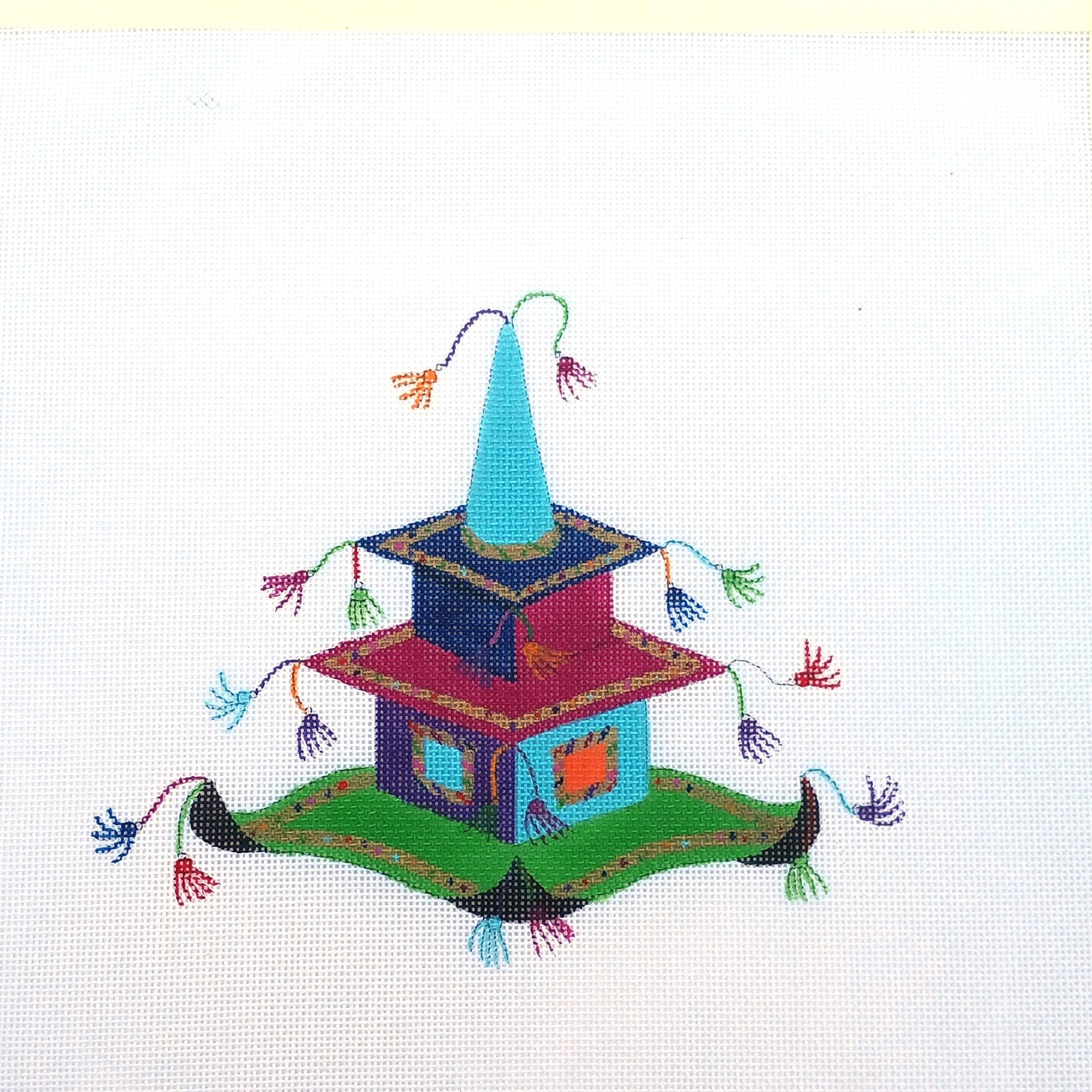 BEAU GESTE HAND PAINTED NEEDLEPOINT CANVAS:  WHIMSICAL HEADWEAR     BM0