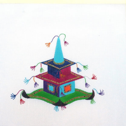 BEAU GESTE HAND PAINTED NEEDLEPOINT CANVAS:  WHIMSICAL HEADWEAR     BM0