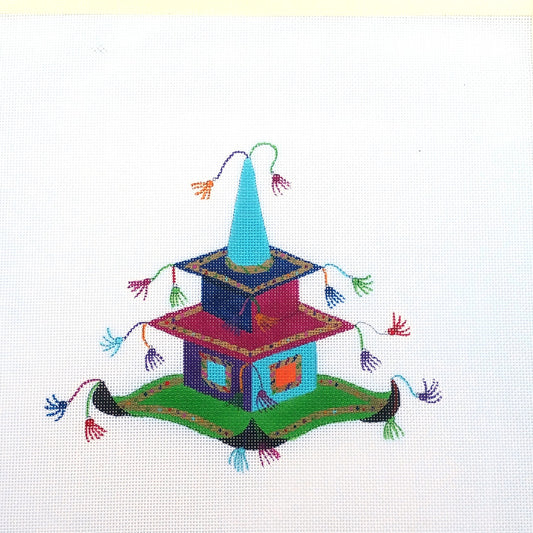 BEAU GESTE HAND PAINTED NEEDLEPOINT CANVAS:  WHIMSICAL HEADWEAR     BM0