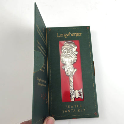 LONGABERGER PEWTER SANTA KEY NEW IN BOX0