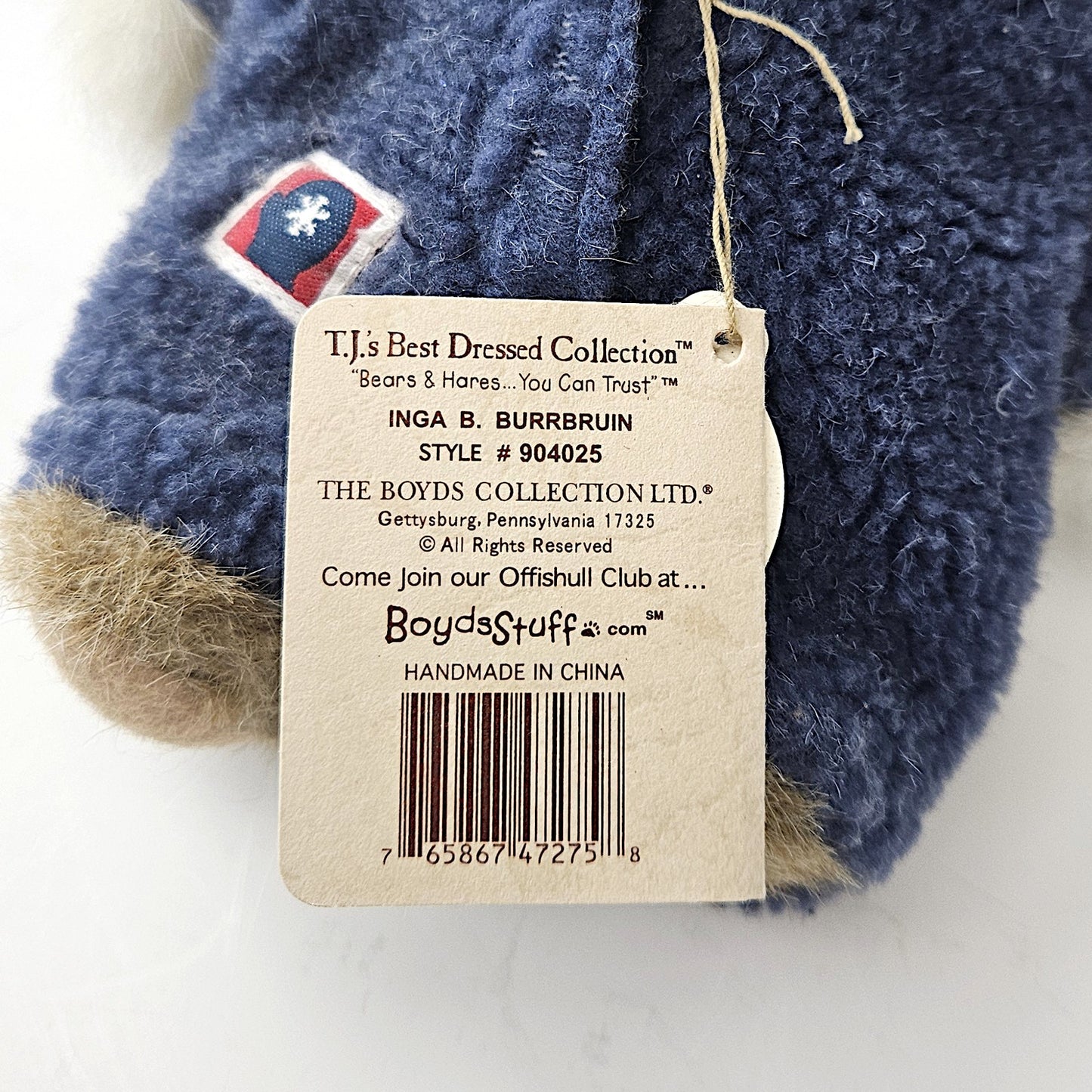 ADORABLE 2002 PLUSH BOYDS BEAR:  INGA B. BURRBRUIN  BEST DRESSED 904025  LF2