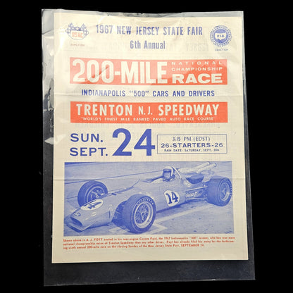 OOAK VINTAGE 1967 RACING NJ STATE FAIR FLYER:  FOYT, MARIO ANDRETTI    LF0
