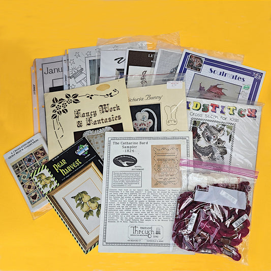 CROSS STITCH CHART, KIT & THREADS STITCH GUIDE GOODY LOT: MOSEY N ME ETC   BM0