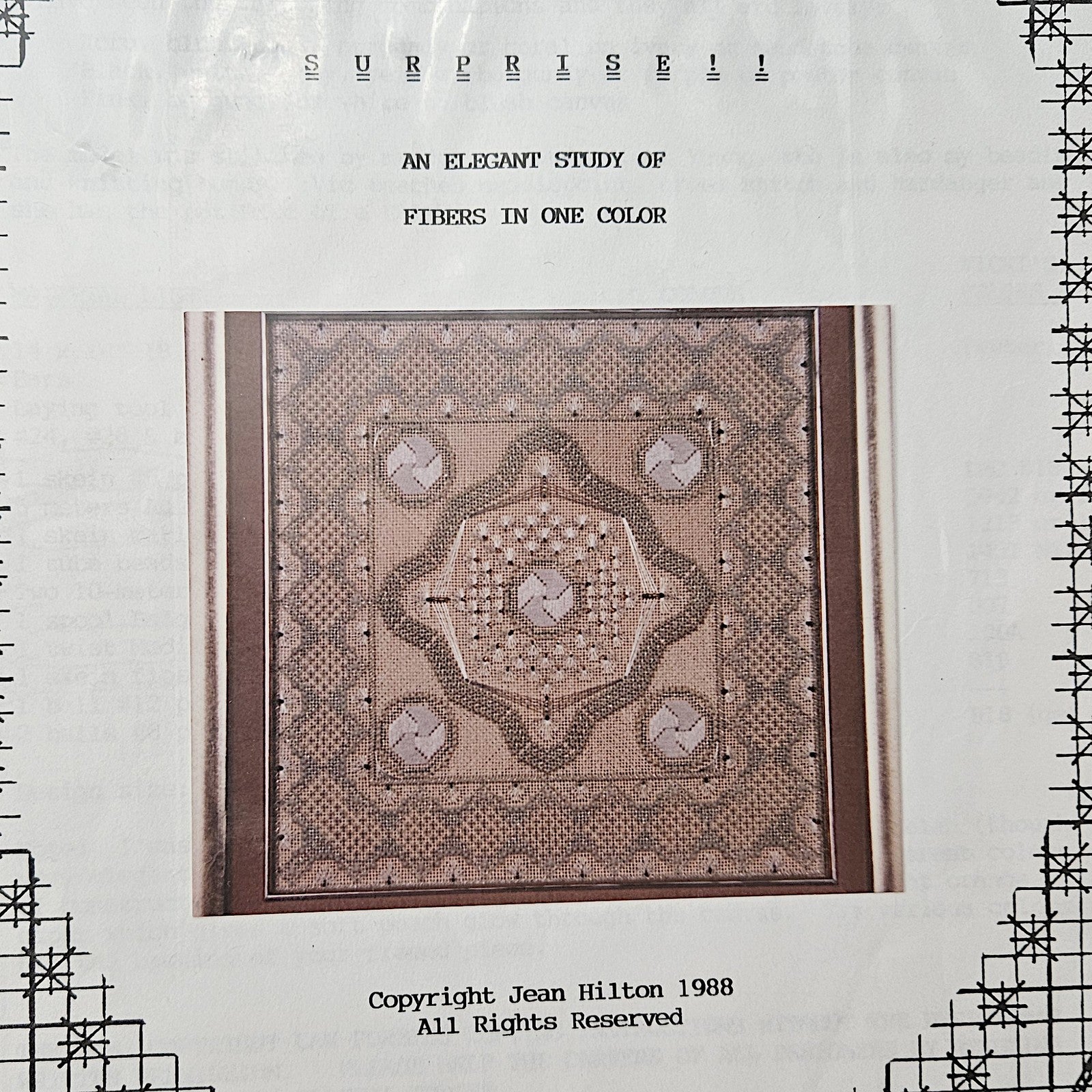 2 JEAN HILTON NEEDLEPOINT SG LOT: FIBERS IN ONE COLOR, SIXTH IN WOODSIDE SER  BM1