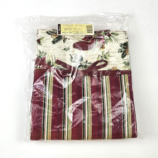 LONGABERGER HOLIDAY FABRIC GIFT BAG:  HOLIDAY STRIPE / HOLIDAY BOTANICAL NEW0
