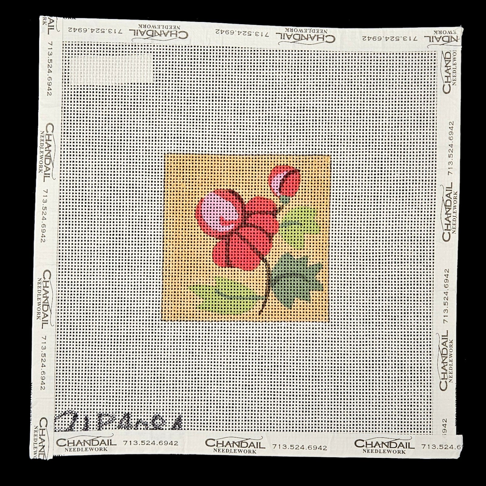 CHANDAIL HP NEEDLEPOINT CANVAS:  FLORAL MAKE COASTER, PILLOW INSERT     BM1
