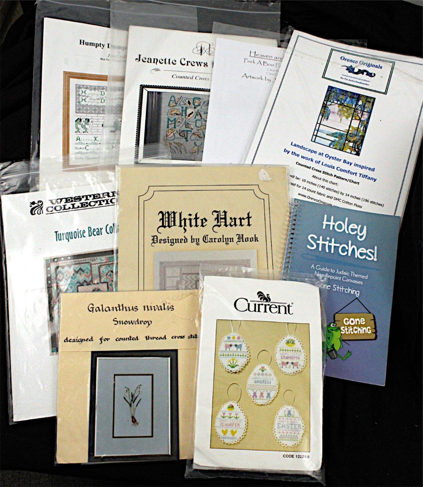 9 GOODY LOT:  NEEDLEPOINT STITCH GUIDES, CROSS STITCH: VARIETY DESIGNS    BM0