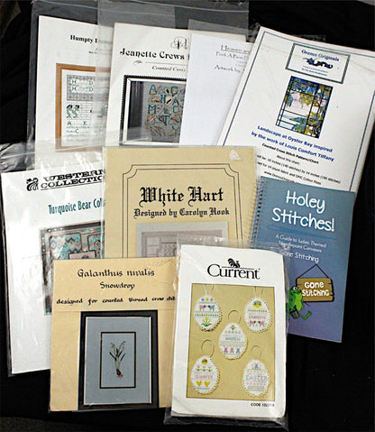 9 GOODY LOT:  NEEDLEPOINT STITCH GUIDES, CROSS STITCH: VARIETY DESIGNS    BM0
