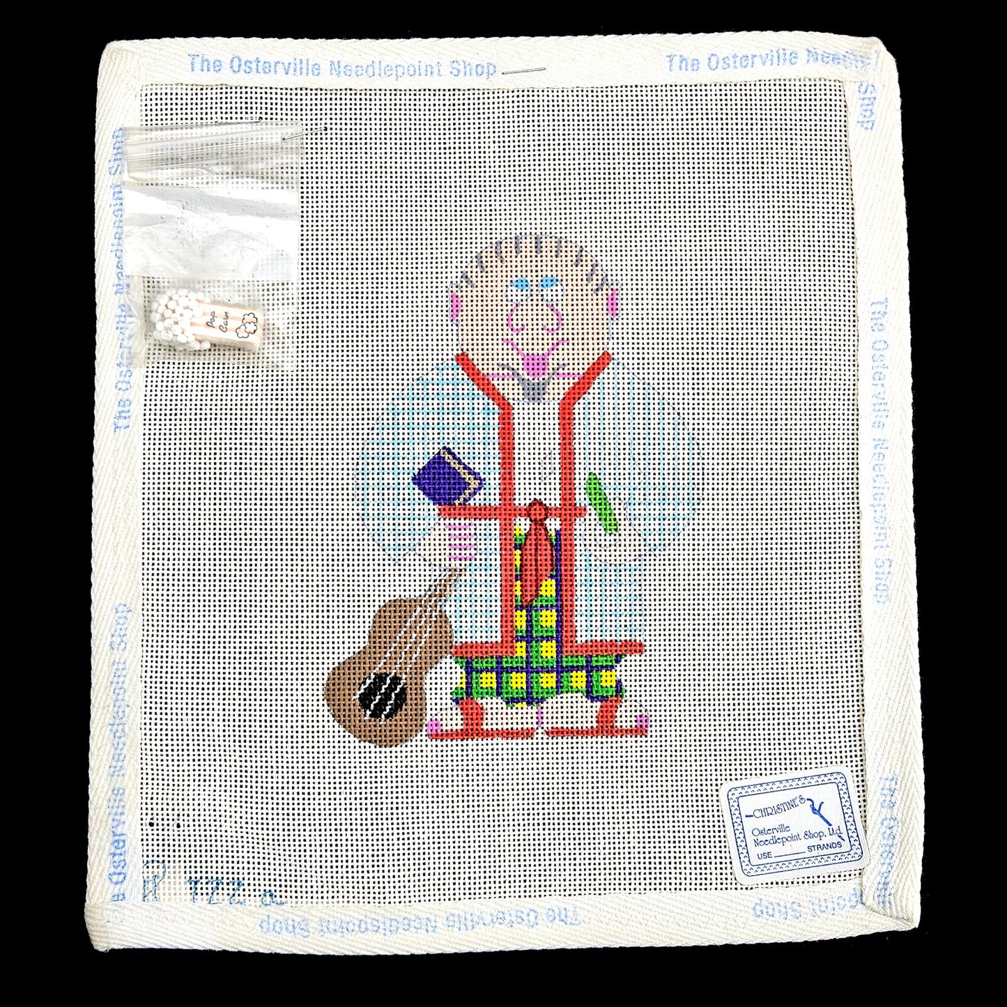 VINTAGE WHIMSICAL BEAU GESTE HP NEEDLEPOINT CANVAS:  GERSHON KINGSLEY?   BM1