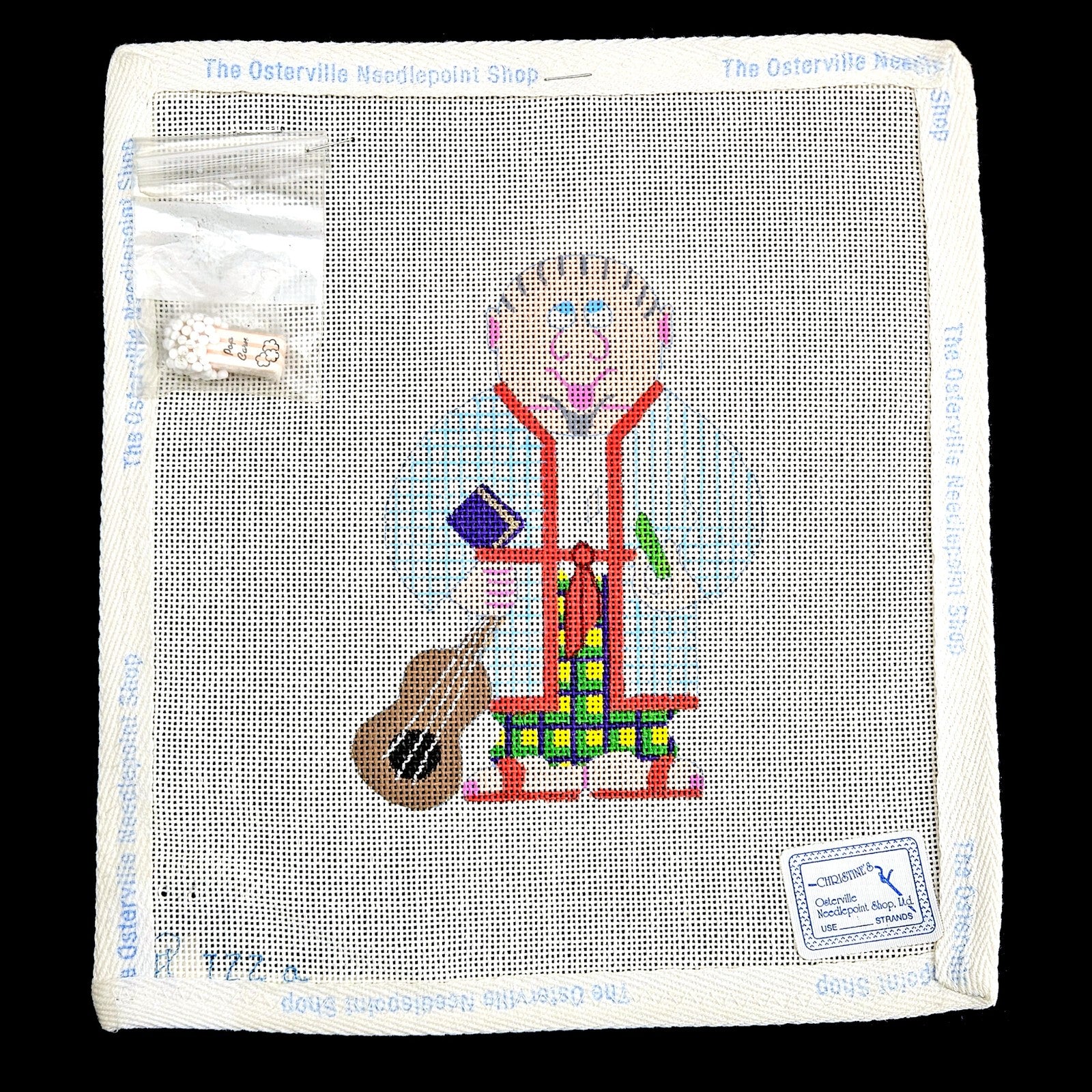 VINTAGE WHIMSICAL BEAU GESTE HP NEEDLEPOINT CANVAS:  GERSHON KINGSLEY?   BM1