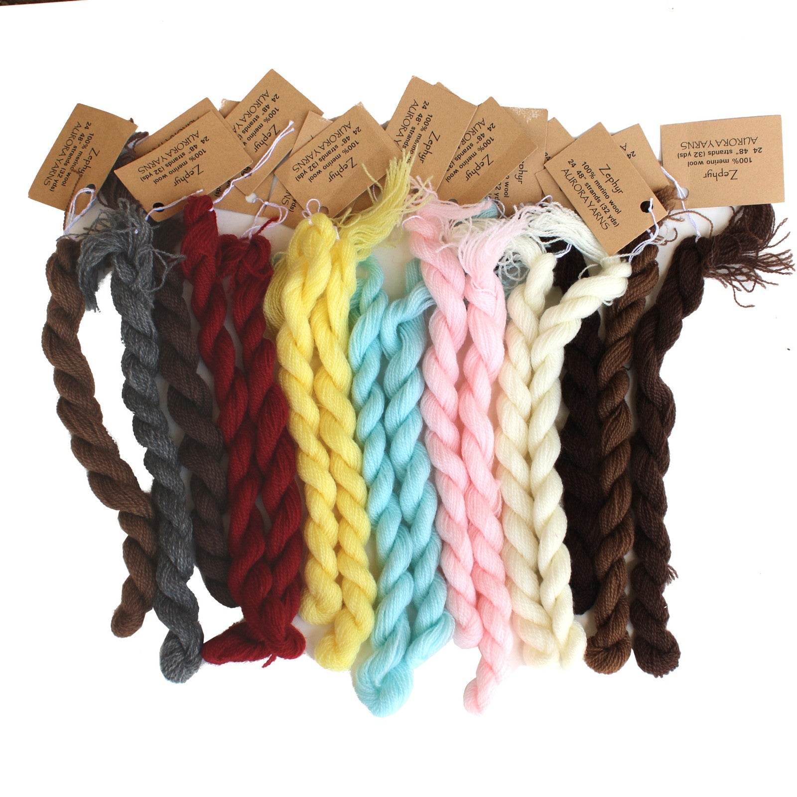 17 SKEINS AURORA YARNS ZEPHYR MERINO WOOL THREADS    BM0
